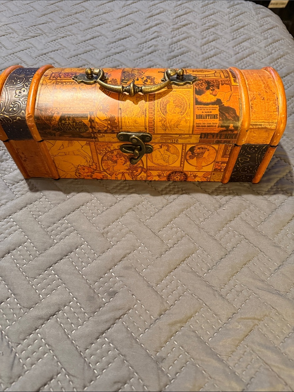 Art Nouveau Style Decorative Wooden Chest Box